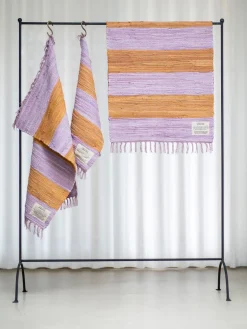 Fashion Bongusta Paillasson en coton tissé main Chindi Lavande, orange