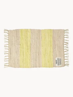 Clearance Bongusta Paillasson en coton tissé main Chindi Jaune pâle, beige clair