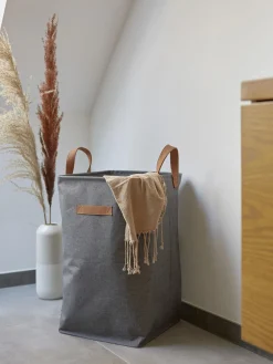 Online Store It Panier à linge Premium Gris foncé, brun
