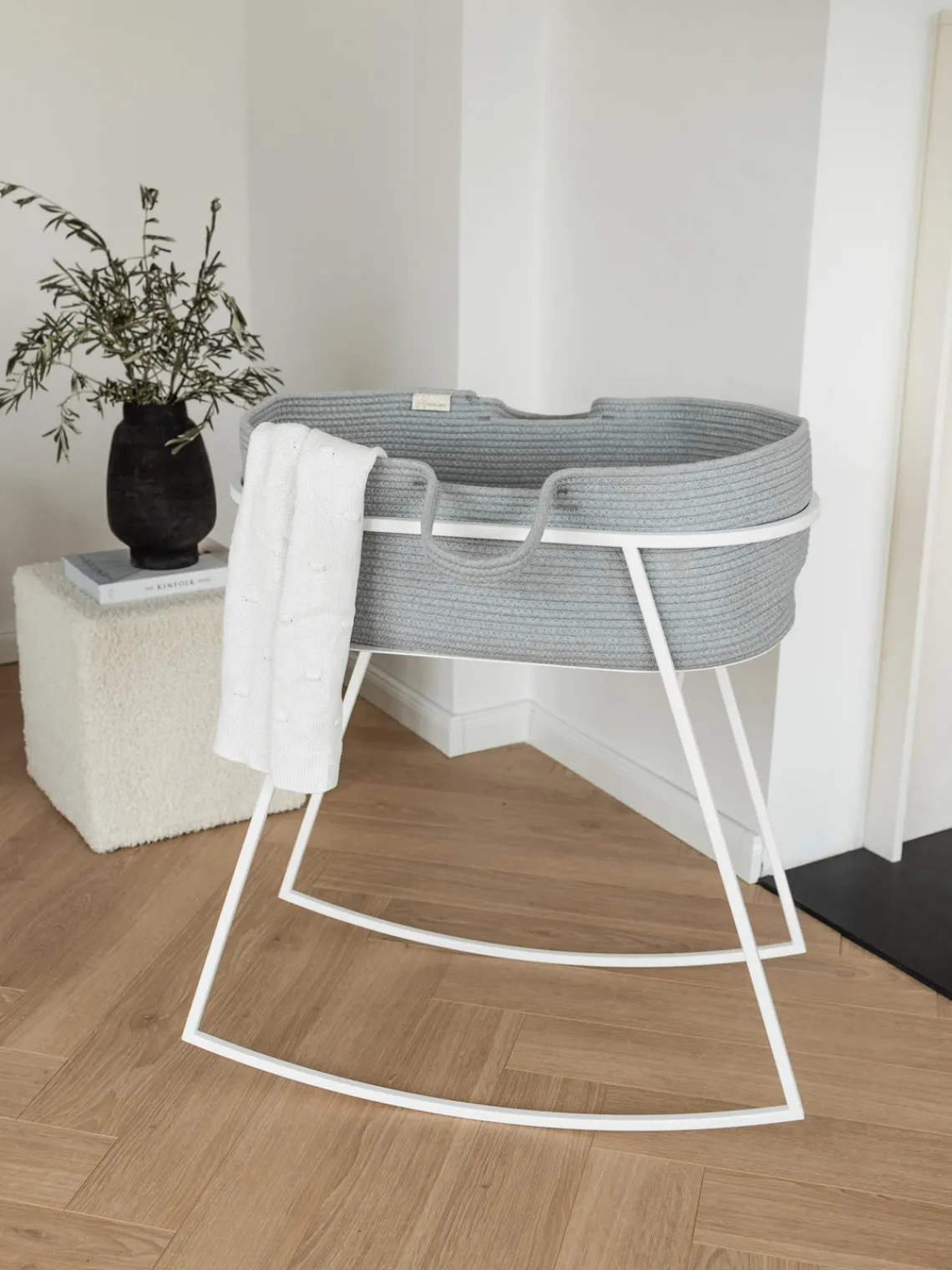 Clearance Metallbude Panier de Moïse artisanal Robe Tissu gris-bleu