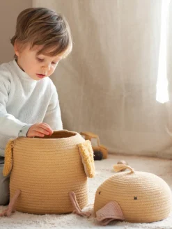 Online Lorena Canals Panier de rangement artisanal avec couvercle Charlie the Chicken Ocre, pêche