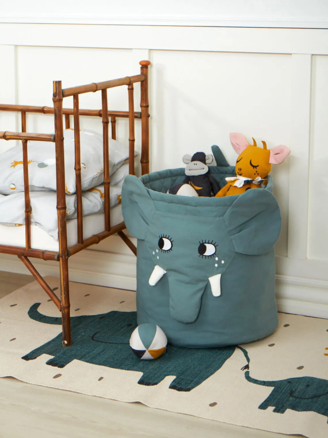 Clearance Roommate Panier de rangement chambre d'enfant Elephant Vert sauge