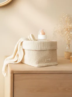 New Nobodinoz Panier de rangement en coton bio Wabi Sabi Beige clair