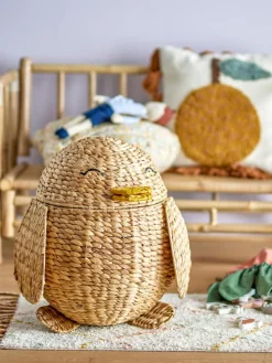 Sale Bloomingville Mini Panier de rangement en jacinthe d'eau avec couvercle Pingo