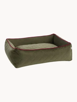 New Laboni Panier en velours pour chien Oxford, tailles variées Vert olive, lie de vin