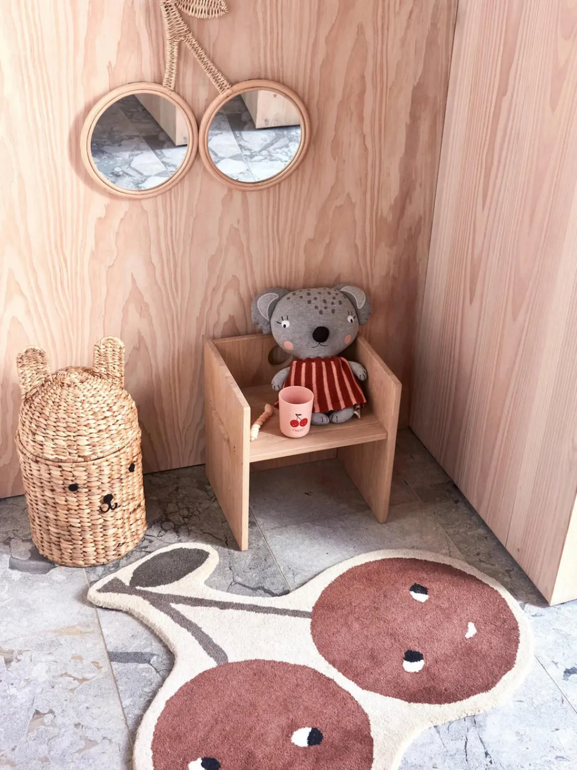 Clearance Oyoy Living Design Paniers de rangement artisanaux en fibres naturelles Bear & Rabbit, lot de 2