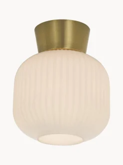Outlet Aneta Petit plafonnier Vanja Blanc opale, or laiton