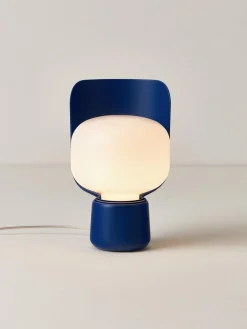 Sale FontanaArte Petite lampe à poser artisanale Blom Blanc, bleu foncé
