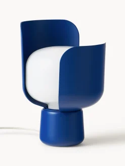 Sale FontanaArte Petite lampe à poser artisanale Blom Blanc, bleu foncé