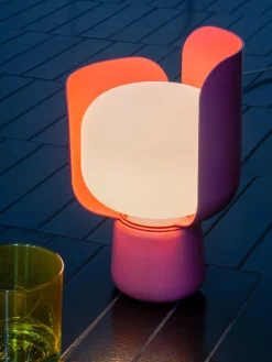 Fashion FontanaArte Petite lampe à poser artisanale Blom Blanc, rouge corail