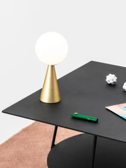 Fashion FontanaArte Petite lampe à poser artisanale Bilia Blanc, laiton