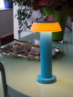 Outlet Sowden Petite lampe à poser LED mobile PL1, intensité lumineuse variable Orange, turquoise
