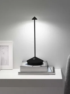 Fashion zafferano Petite lampe à poser LED mobile Pina, intensité lumineuse variable Noir