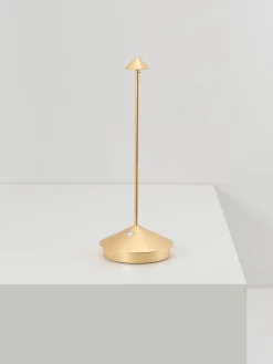 Sale zafferano Petite lampe à poser LED mobile Pina, intensité lumineuse variable Doré