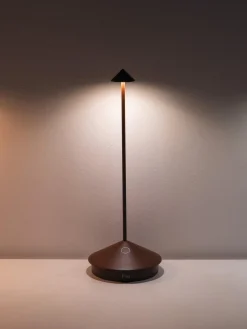 Online zafferano Petite lampe à poser LED mobile Pina, intensité lumineuse variable Brun