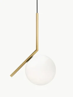 Online Flos Petite suspension soufflée bouche IC Lights, haut. 47 cm Doré, blanc