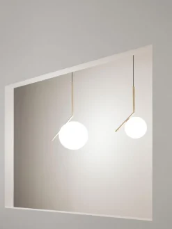 Online Flos Petite suspension soufflée bouche IC Lights, haut. 47 cm Doré, blanc