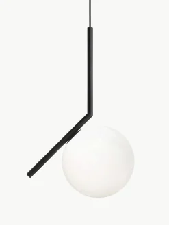 Best Flos Petite suspension soufflée bouche IC Lights, haut. 47 cm Noir, blanc