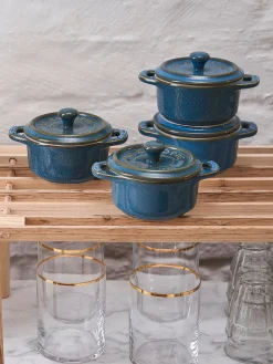 Fashion Staub Petits pots Mini Cocotte, 4 pièces Bleu pétrole