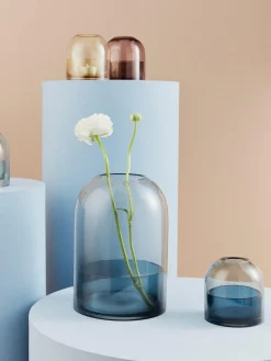 Discount AYTM Photophore en verre Tota Bleu, gris foncé, transparent
