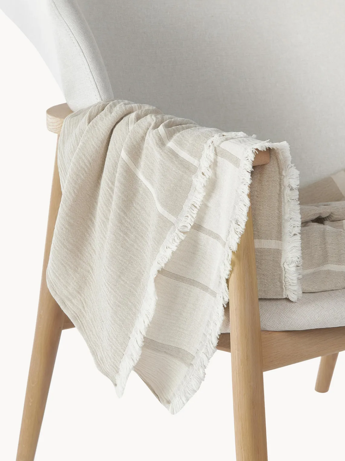 Hot Kristina Dam Plaid en coton Architecture Beige clair, blanc cassé