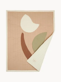 Hot Nobodinoz Plaid en coton Arty Quilt Pêche, motif tulipe