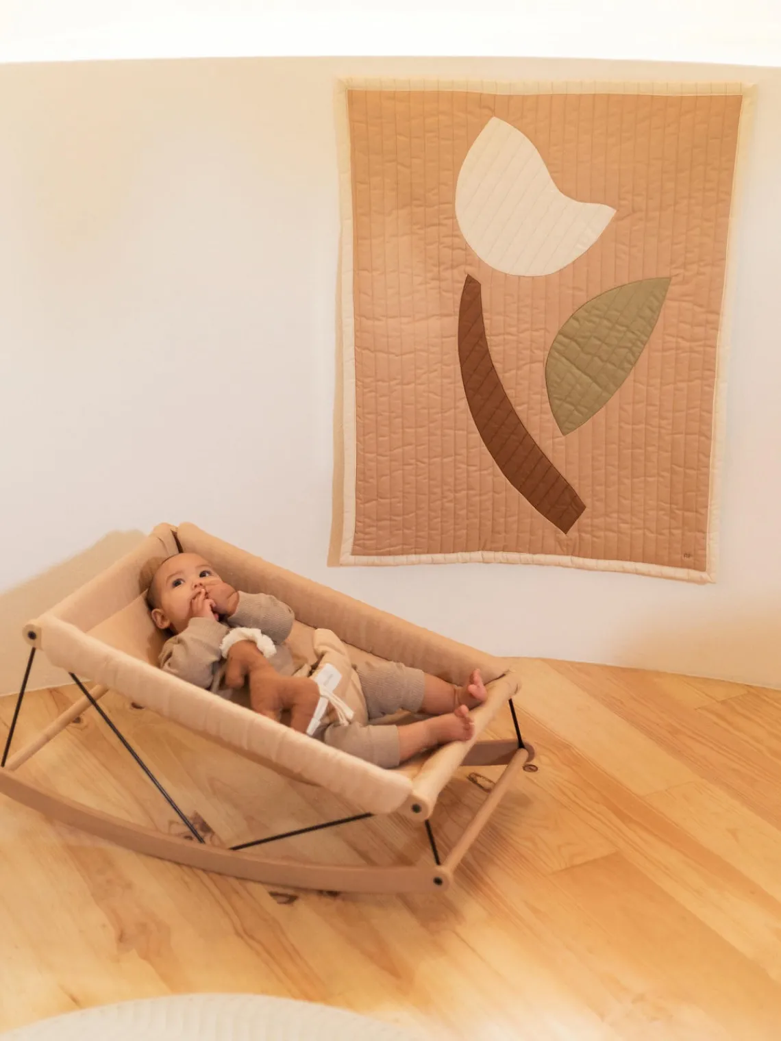 Hot Nobodinoz Plaid en coton Arty Quilt Pêche, motif tulipe