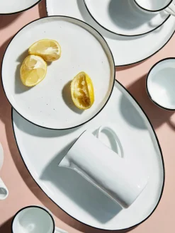 Fashion Broste Copenhagen Plat de service artisanal en porcelaine Salt, 30 x 20 cm