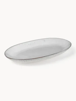 Clearance Broste Copenhagen Plat de service artisanal Nordic Sand, long. 30 cm Gris clair, chiné