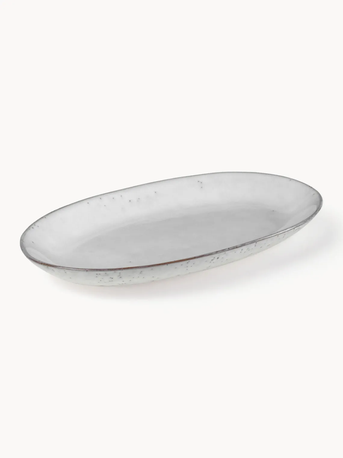 Clearance Broste Copenhagen Plat de service artisanal Nordic Sand, long. 30 cm Gris clair, chiné