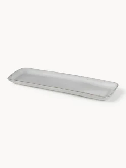 Online Broste Copenhagen Plat de service artisanal Nordic Sand, long. 35 cm Gris clair, chiné