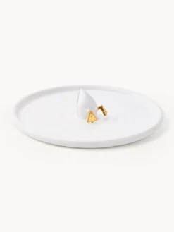 Discount Pols Potten Plat de service artisanal en céramique Diving Duck Blanc, doré