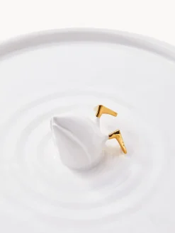 Discount Pols Potten Plat de service artisanal en céramique Diving Duck Blanc, doré