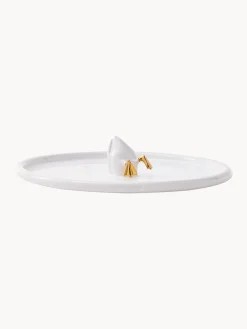 Discount Pols Potten Plat de service artisanal en céramique Diving Duck Blanc, doré