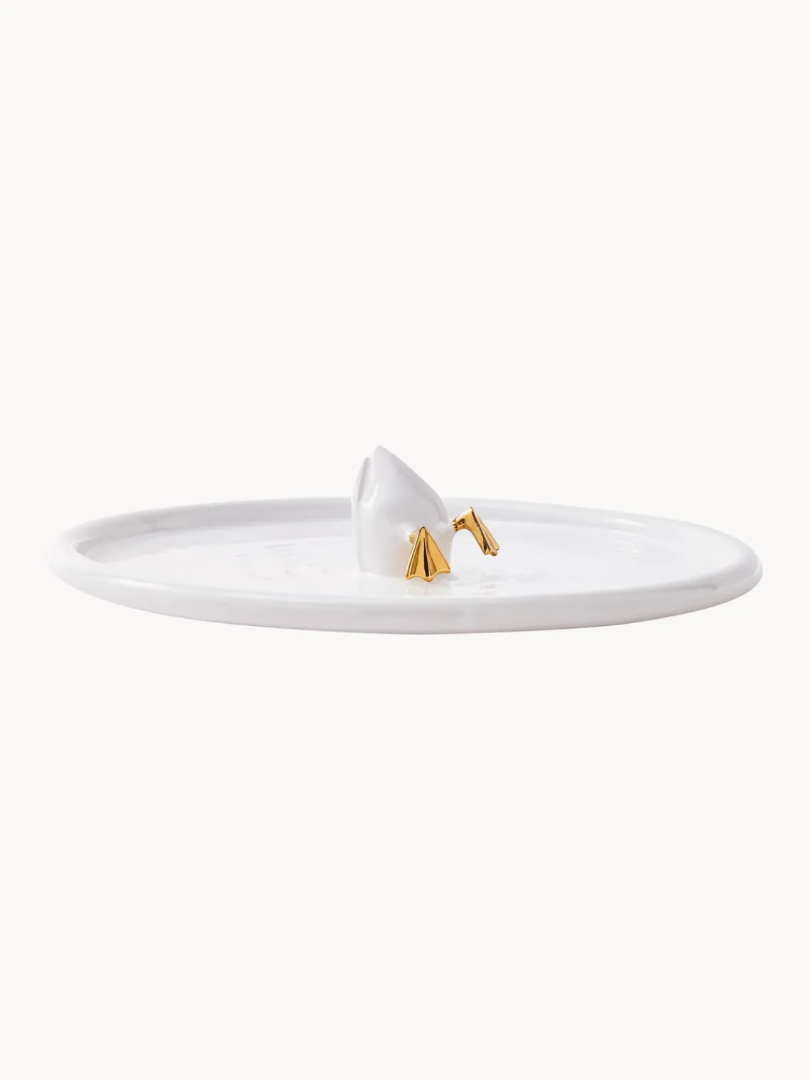 Discount Pols Potten Plat de service artisanal en céramique Diving Duck Blanc, doré