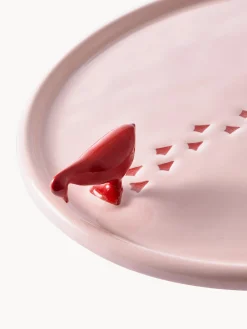 Best Pols Potten Plat de service artisanal en céramique Walking Duck Rose pâle, rouge