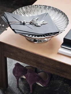 Hot GEORG JENSEN Plat de service en acier inoxydable strié Bernadotte