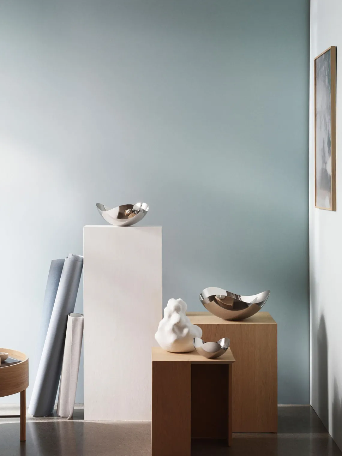 New GEORG JENSEN Plat de service en acier inoxydable de forme organique Bloom