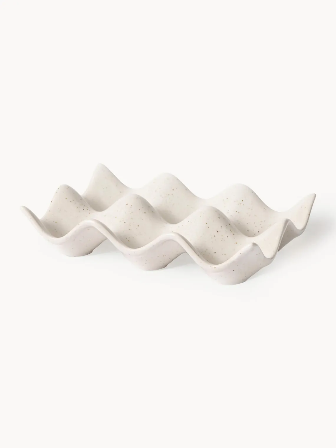 Hot Broste Copenhagen Plateau à œufs artisanal Nordic Vanilla Blanc cassé, chiné