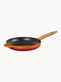 Best LE CREUSET Poêle en fonte émaillée avec manche en bois Signature Collection Orangé