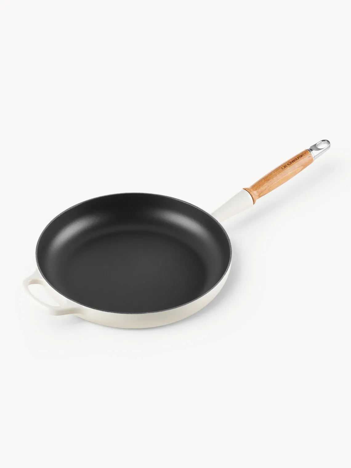 Best LE CREUSET Poêle en fonte émaillée avec manche en bois Signature Collection Tons blanc cassé