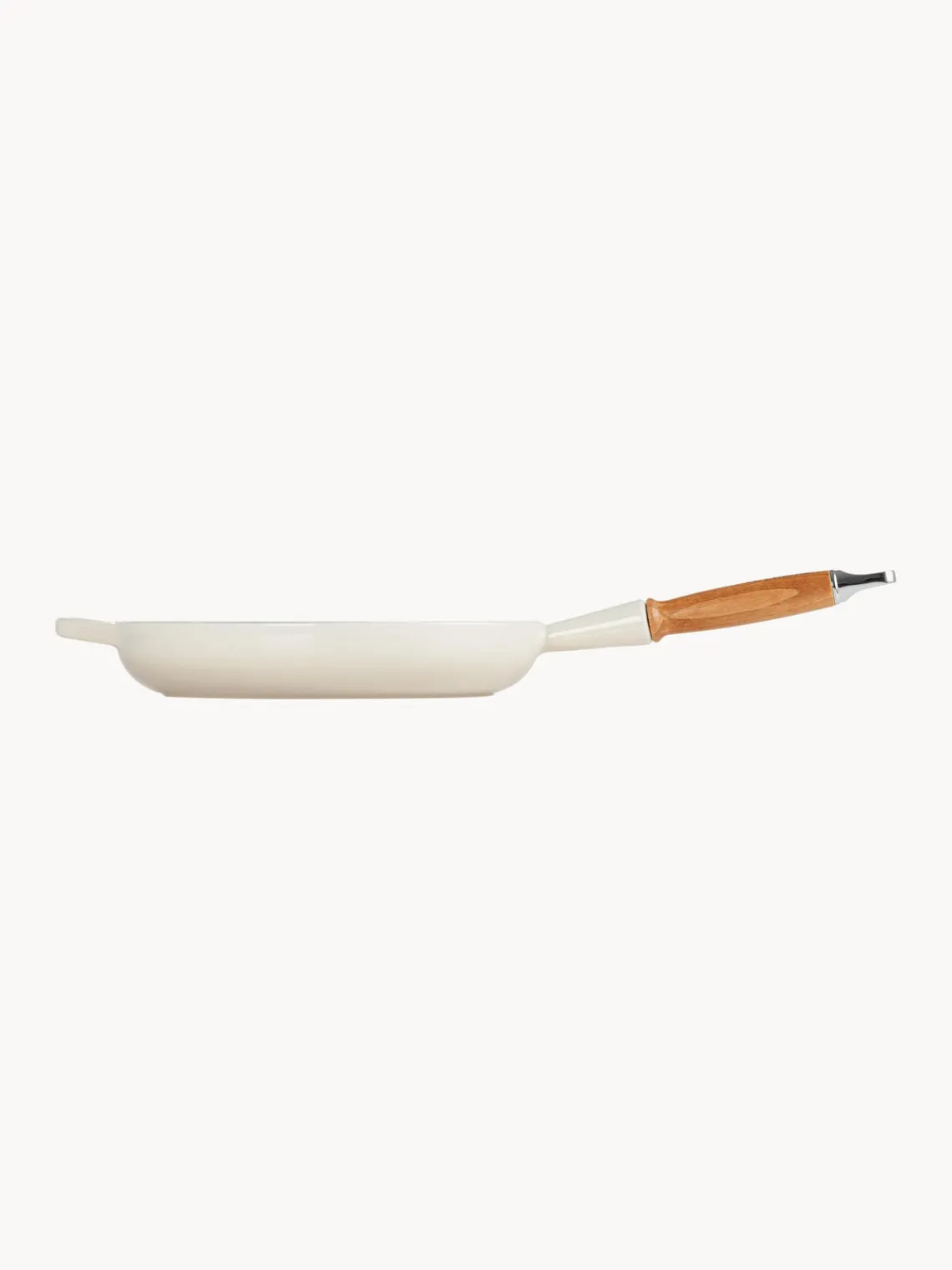Best LE CREUSET Poêle en fonte émaillée avec manche en bois Signature Collection Tons blanc cassé