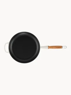 Best LE CREUSET Poêle en fonte émaillée avec manche en bois Signature Collection Tons blanc cassé