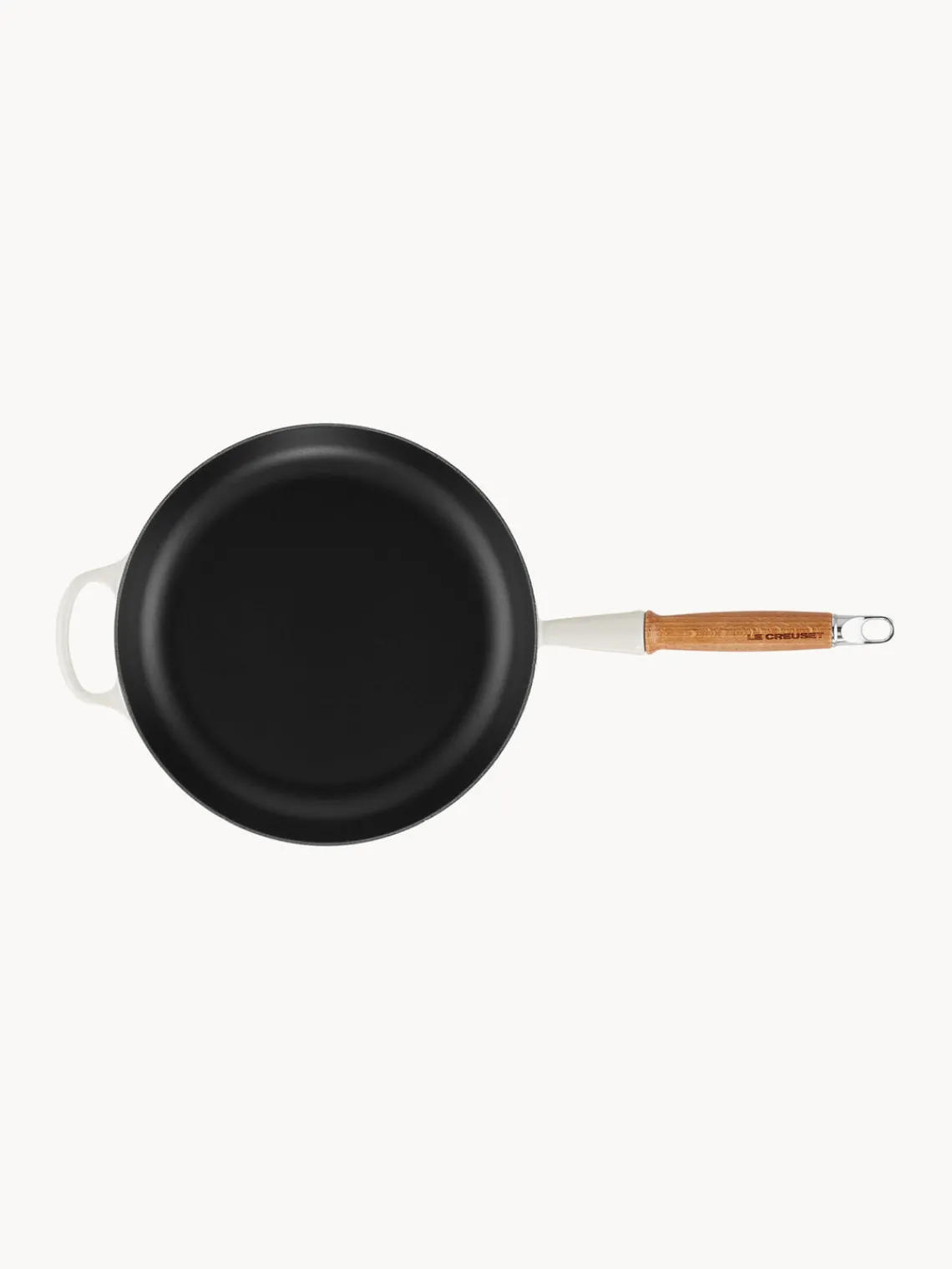 Best LE CREUSET Poêle en fonte émaillée avec manche en bois Signature Collection Tons blanc cassé