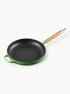 Sale LE CREUSET Poêle en fonte émaillée avec manche en bois Signature Collection Tons verts