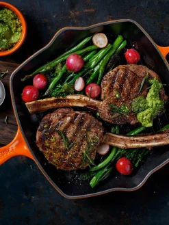 Clearance LE CREUSET Poêle grill carrée en fonte Signature Collection Orangé