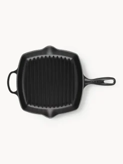 New LE CREUSET Poêle grill carrée en fonte émaillée Signature Collection Noir
