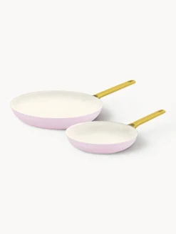Hot GreenPan Poêles à frire avec revêtement antiadhésif Padova, 2 élém. Rose pâle, doré