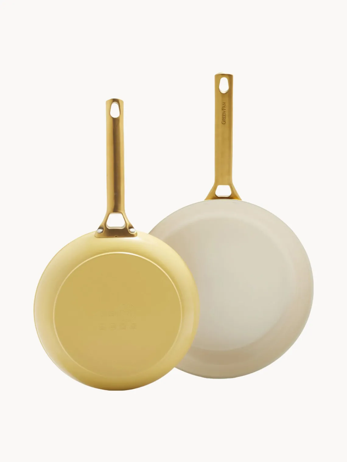 Discount GreenPan Poêles à frire avec revêtement antiadhésif Padova, 2 élém. Jaune soleil, blanc crème