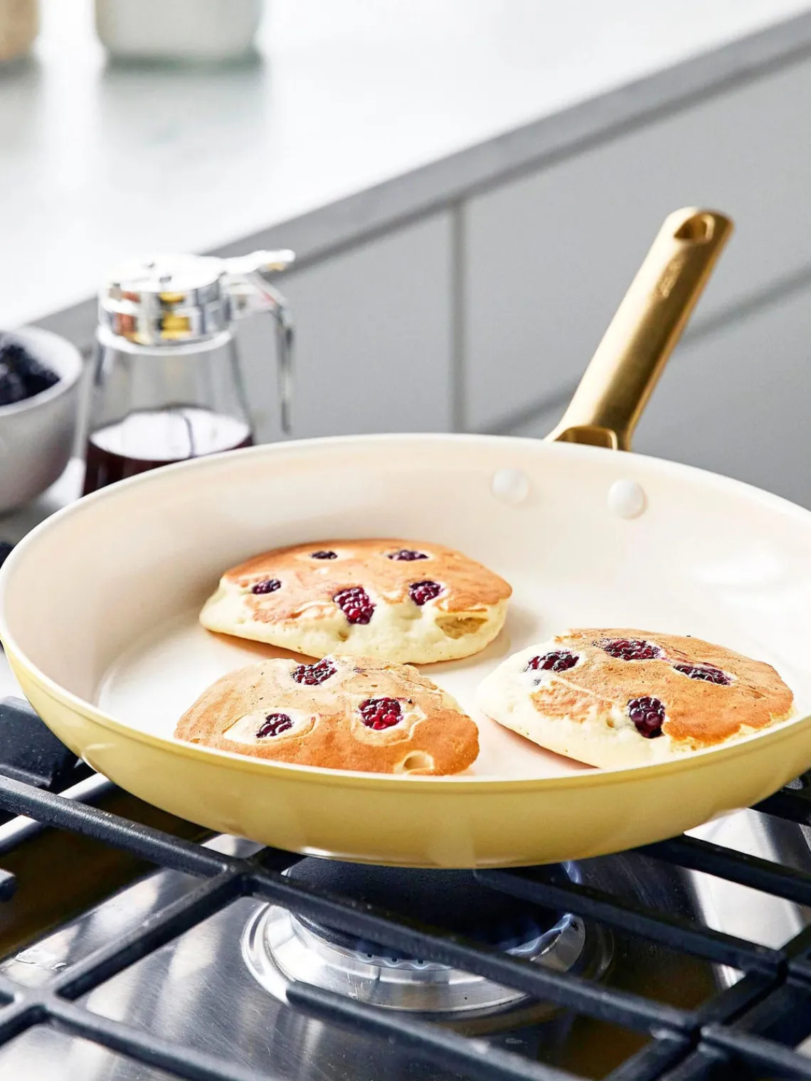 Discount GreenPan Poêles à frire avec revêtement antiadhésif Padova, 2 élém. Jaune soleil, blanc crème